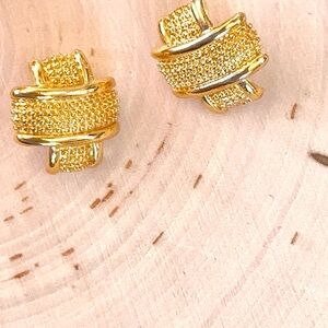 Avon Gold-Tone Textured Earrings, Circa 1980